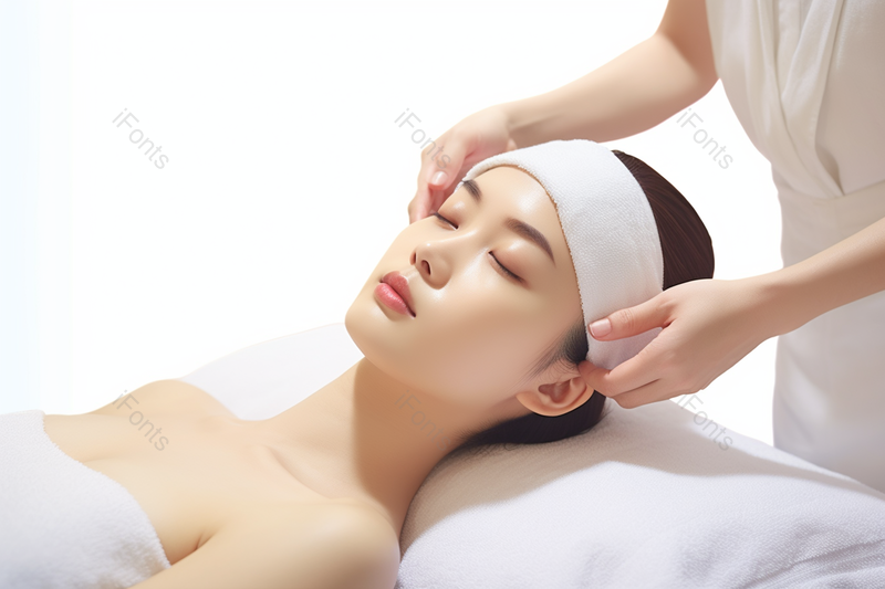 女性养生spa头部按摩白底图拍摄,高清,摄影图,摄影图片,图片大全,摄影图免费下载